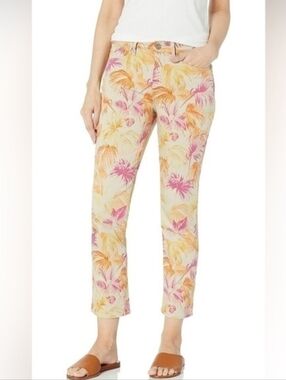 NYDJ Women's Sheri Slim Ankle Jeans Beach Garden Clementine Size 8P